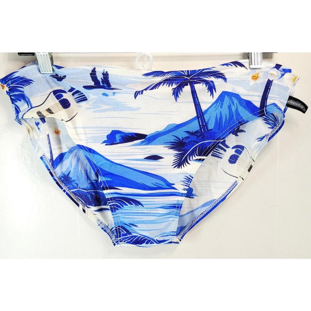 AussieBum Men’s M 26" Swim Brief Blue Tropical Beach - NEW